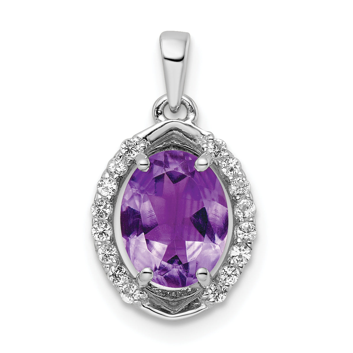 Sterlingsilber Rhodiniert Oval 1.84 Amethyst/white Topas Anhänger