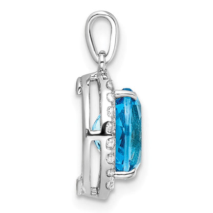 Sterlingsilber Rhodiniert Oval Schweizer Blautopas /white Topas Anhänger
