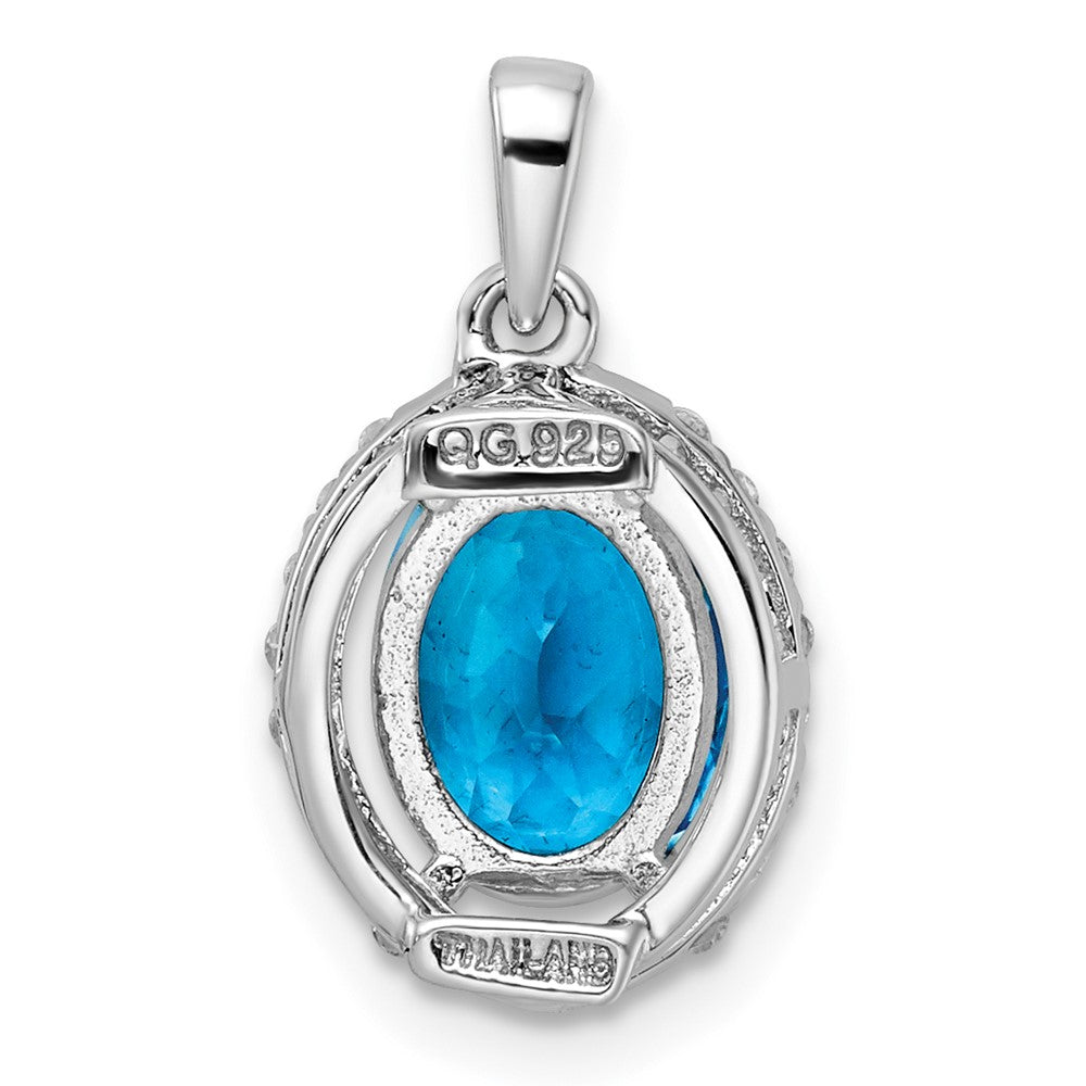 Sterlingsilber Rhodiniert Oval Schweizer Blautopas /white Topas Anhänger