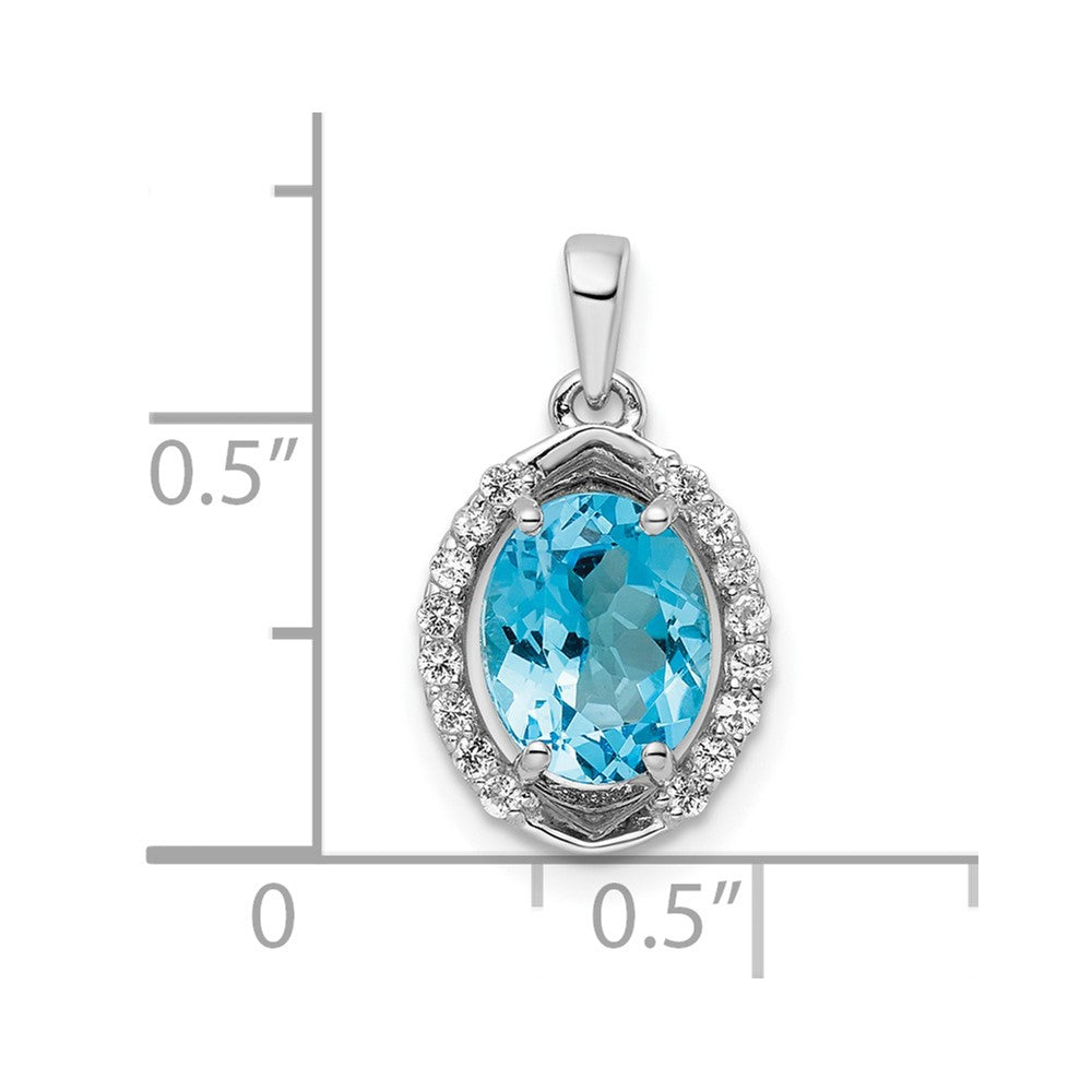 Sterlingsilber Rhodiniert Oval Schweizer Blautopas /white Topas Anhänger