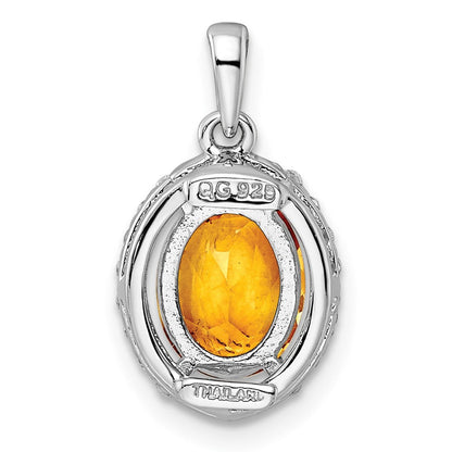 Sterlingsilber Rhodiniert Oval 1.86t.w. Citrin/white Topas Anhänger