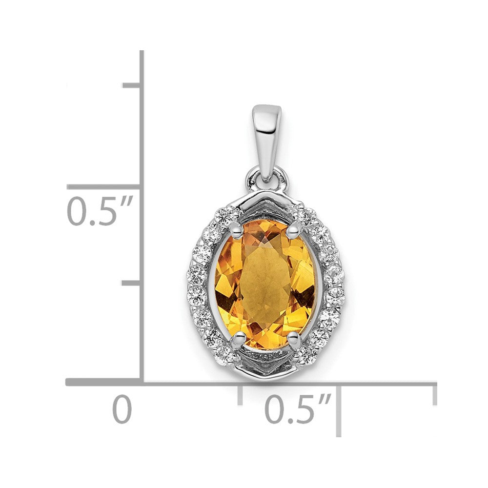 Sterlingsilber Rhodiniert Oval 1.86t.w. Citrin/white Topas Anhänger