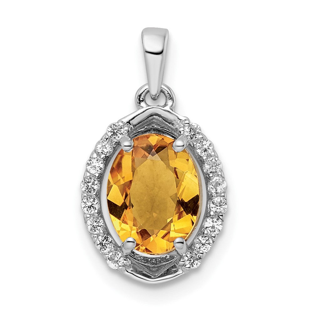 Sterlingsilber Rhodiniert Oval 1.86t.w. Citrin/white Topas Anhänger