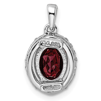 Sterlingsilber Rhodiniert Oval 2.04t.w. Granat/white Topas Anhänger