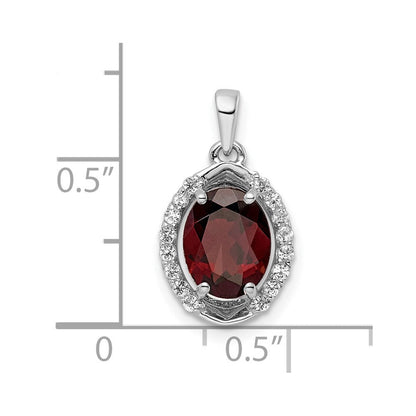 Sterlingsilber Rhodiniert Oval 2.04t.w. Granat/white Topas Anhänger