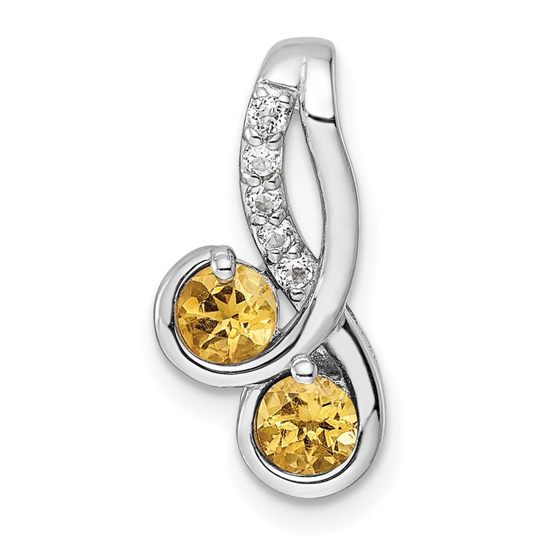 Sterlingsilber Ss Rhodiniert Doppelt Kreis.5t.w. Citrin/white Topas Anhänger