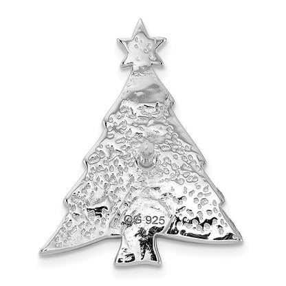 Sterlingsilber Rhodiniert Kristall Weihnachten Baum Brosche