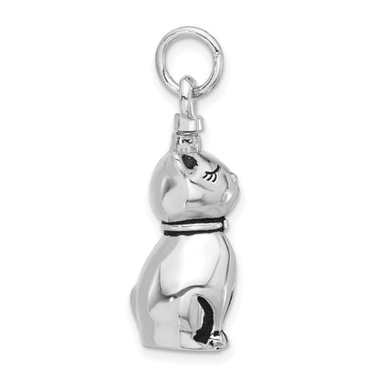 Sterlingsilber Rhodiniert Emaille Katze Ash Halter Anhänger