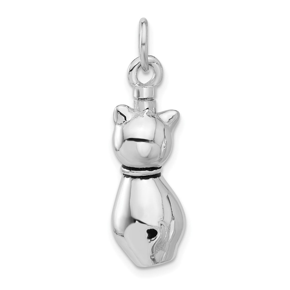 Sterlingsilber Rhodiniert Emaille Katze Ash Halter Anhänger