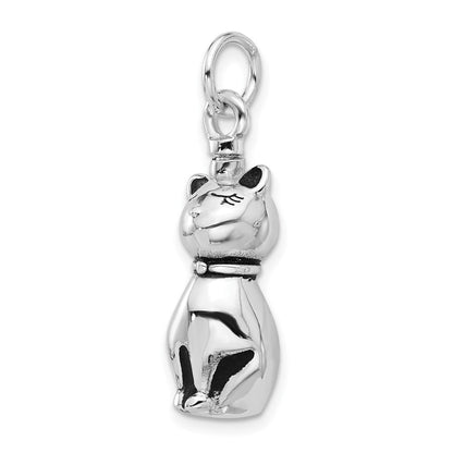 Sterlingsilber Rhodiniert Emaille Katze Ash Halter Anhänger