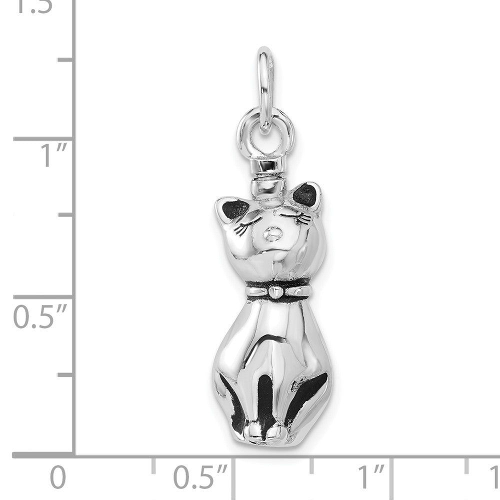 Sterlingsilber Rhodiniert Emaille Katze Ash Halter Anhänger