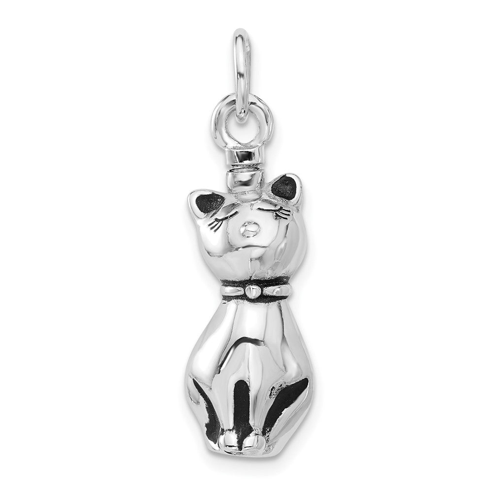 Sterlingsilber Rhodiniert Emaille Katze Ash Halter Anhänger