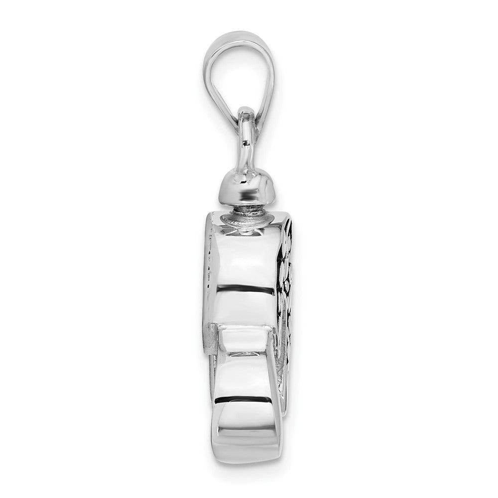 Sterlingsilber Rhodiniert Emaille Herz mit Paw Prints Anhänger