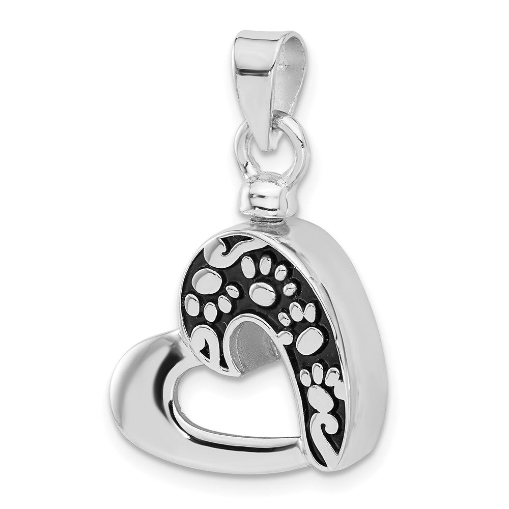 Sterlingsilber Rhodiniert Emaille Herz mit Paw Prints Anhänger