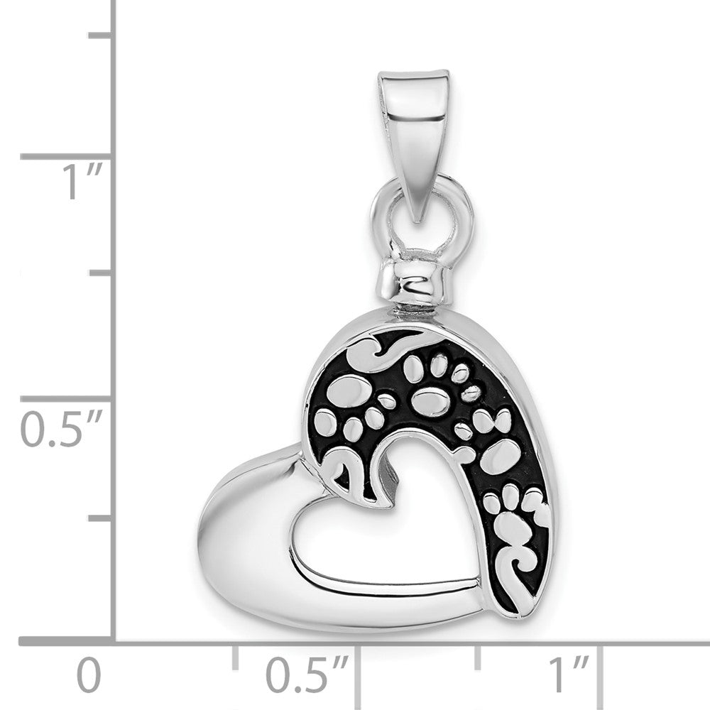 Sterlingsilber Rhodiniert Emaille Herz mit Paw Prints Anhänger
