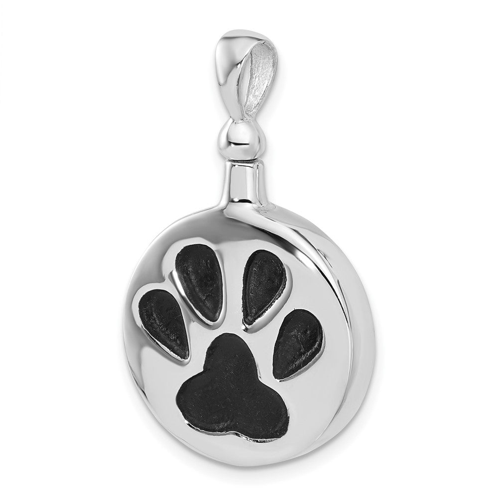 Sterlingsilber Rhodiniert Emaille Rund Paw Druck Ash Halter Anhänger