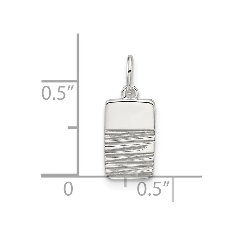 Sterlingsilber E-coated Strukturiert Rechteck Charm
