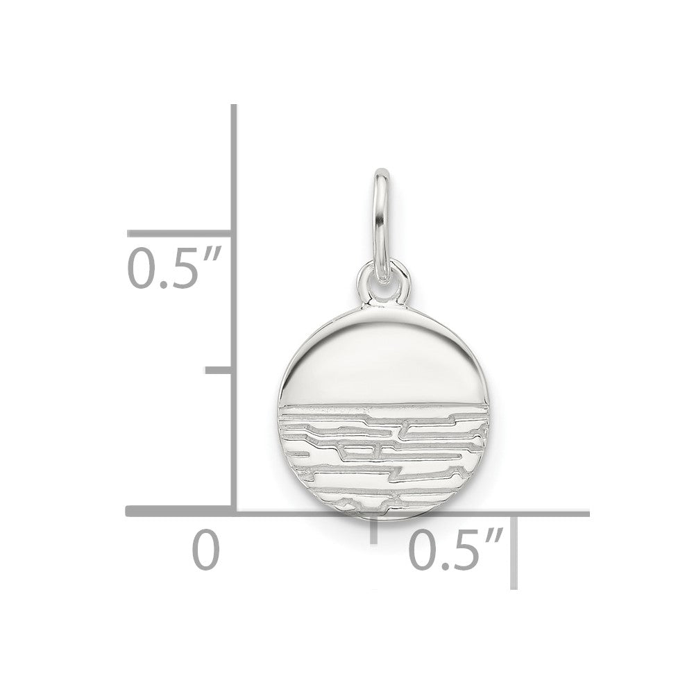 Sterlingsilber E-coated Strukturiert Kreis Charm