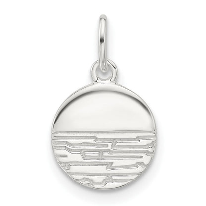 Sterlingsilber E-coated Strukturiert Kreis Charm
