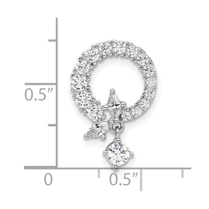 Sterlingsilber Rhodiniert Zirkonia Kreis Kette Anhänger