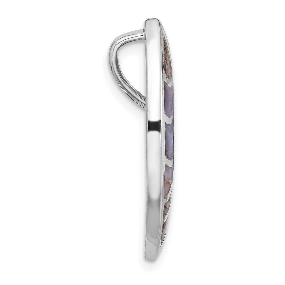 Sterlingsilber Rhodiniert Poliert Oval Abalone Kette Anhänger