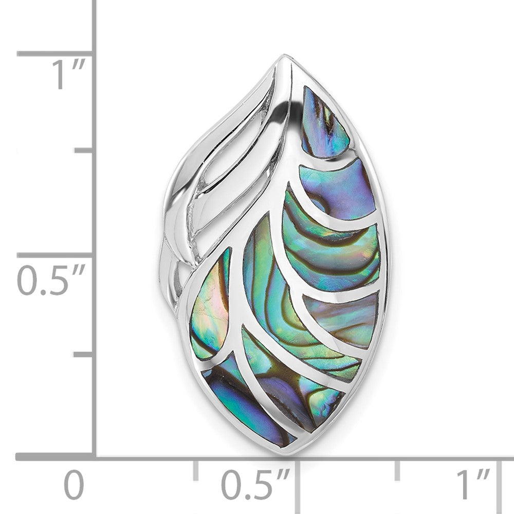 Sterlingsilber Rhodiniert Poliert Oval Abalone Kette Anhänger