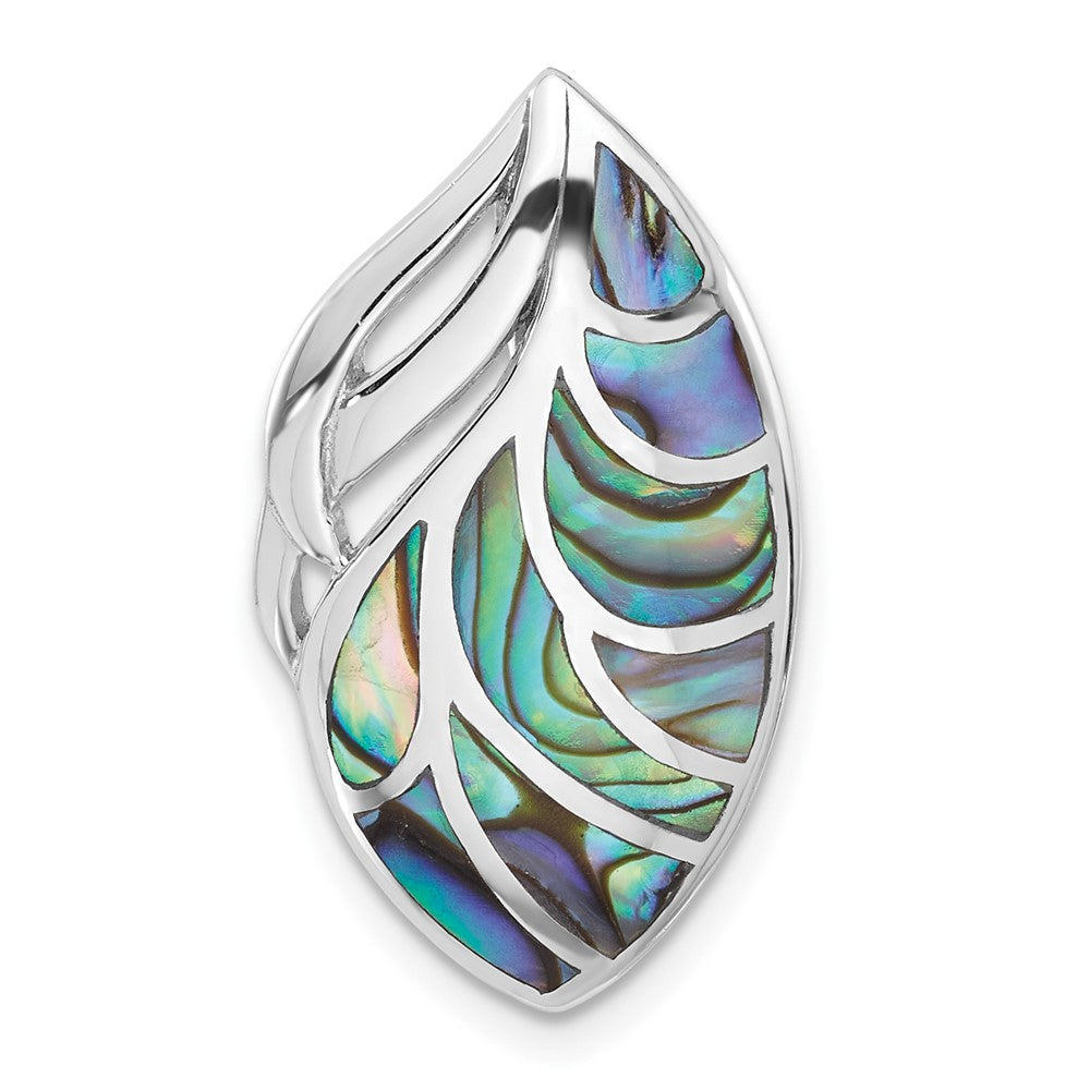 Sterlingsilber Rhodiniert Poliert Oval Abalone Kette Anhänger