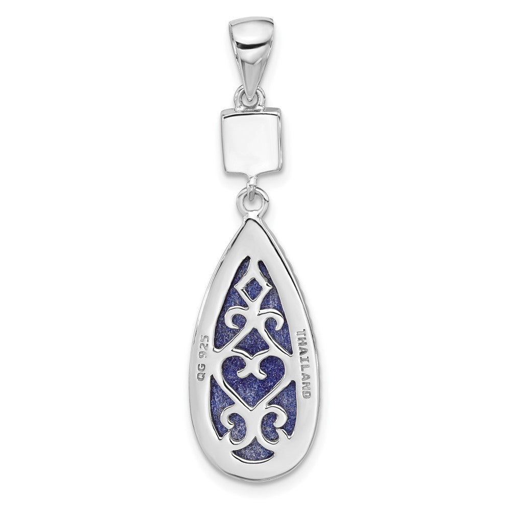 Sterlingsilber Rhodiniert Lapis Lazuli und Zirkonia Anhänger