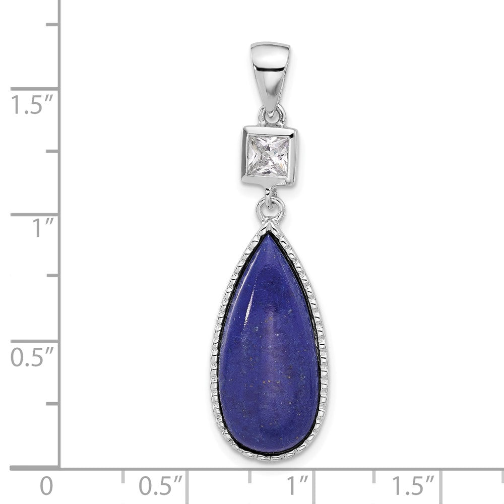 Sterlingsilber Rhodiniert Lapis Lazuli und Zirkonia Anhänger