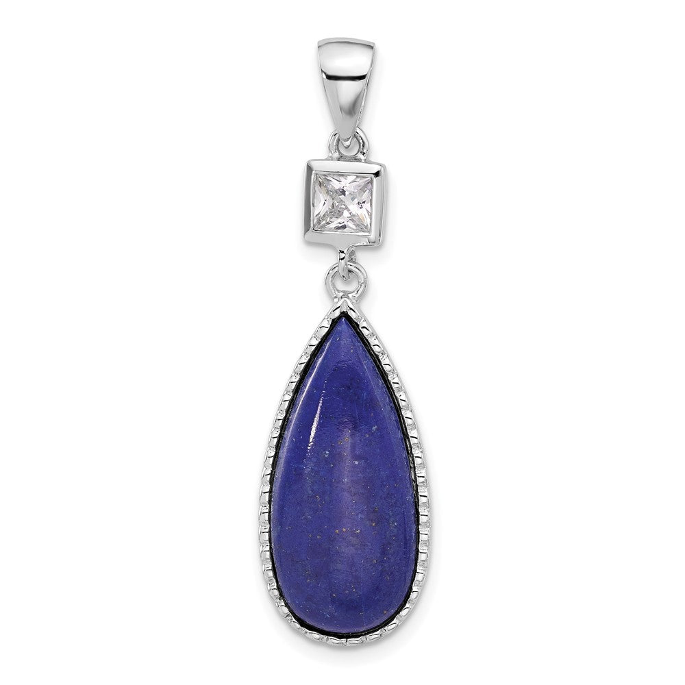 Sterlingsilber Rhodiniert Lapis Lazuli und Zirkonia Anhänger