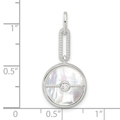 Sterlingsilber E-coated Zirkonia und Perlmutt Anhänger