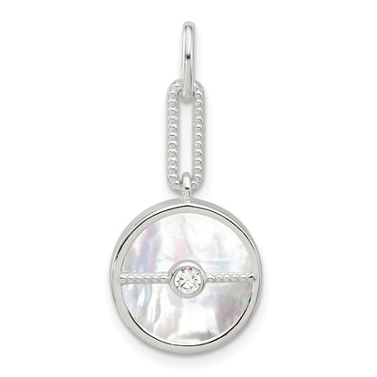 Sterlingsilber E-coated Zirkonia und Perlmutt Anhänger