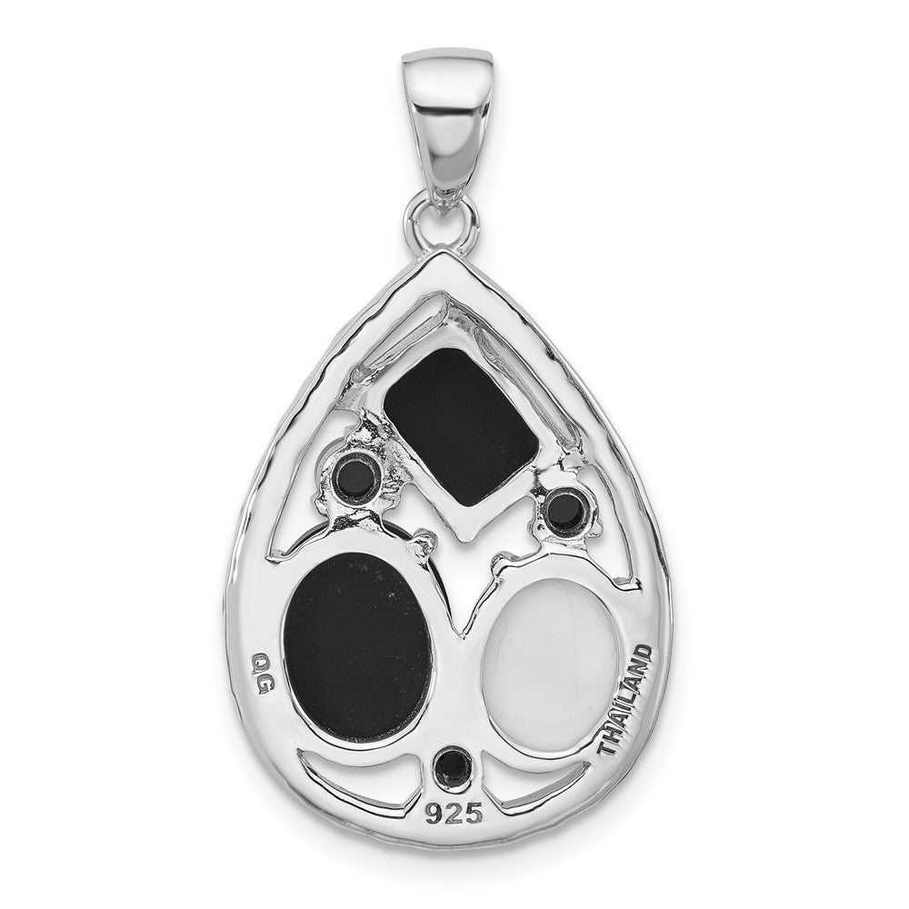 Sterlingsilber Rhodiniert Achat und Howlite Tropfen Anhänger