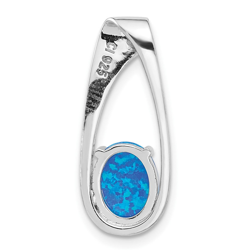 Sterlingsilber Rhodiniert Blau Erzeugt Opal Anhänger