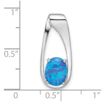 Sterlingsilber Rhodiniert Blau Erzeugt Opal Anhänger