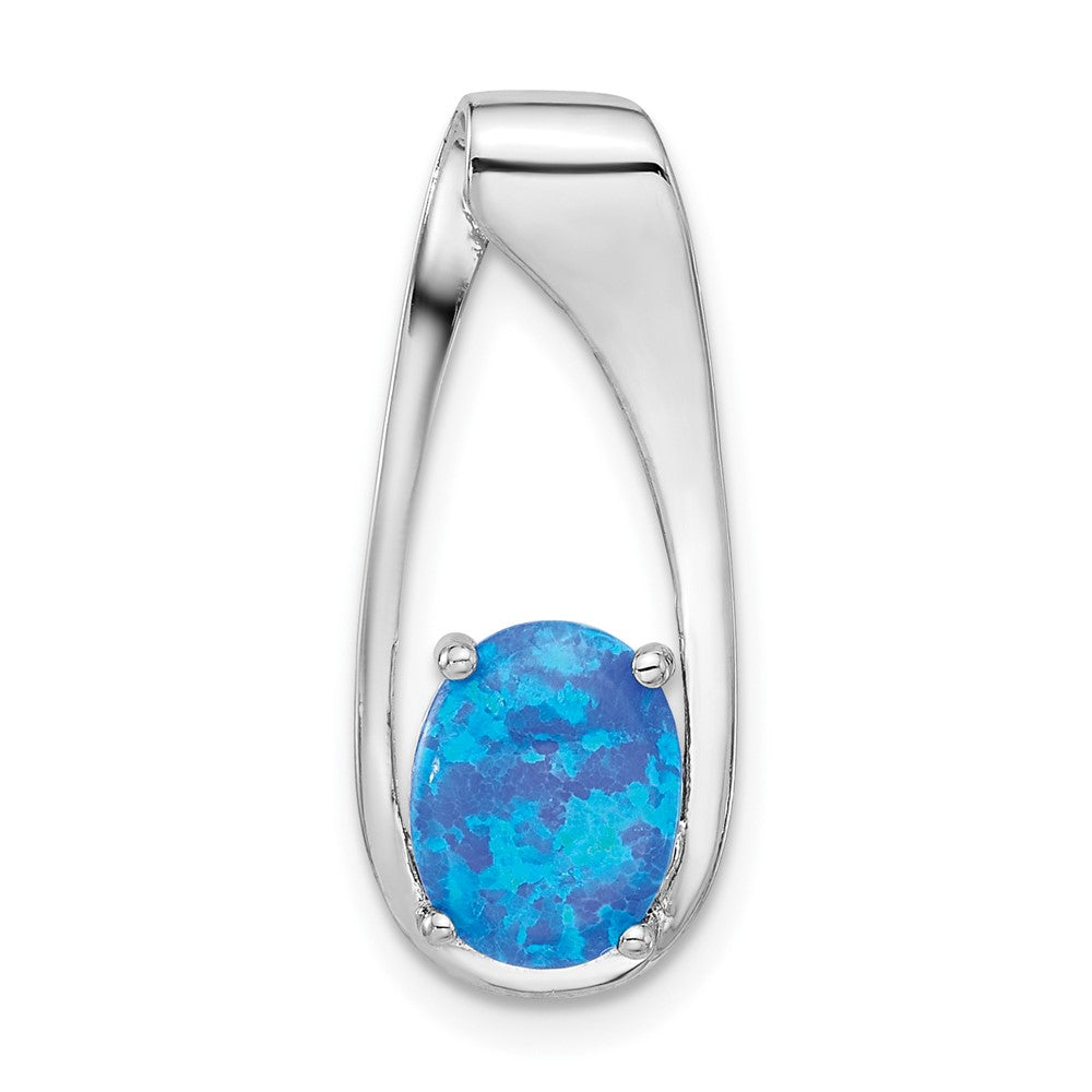 Sterlingsilber Rhodiniert Blau Erzeugt Opal Anhänger