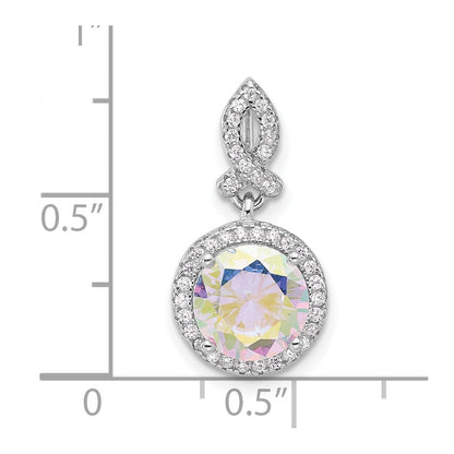 Sterlingsilber Rhodiniert Iridescent Zirkonia Anhänger