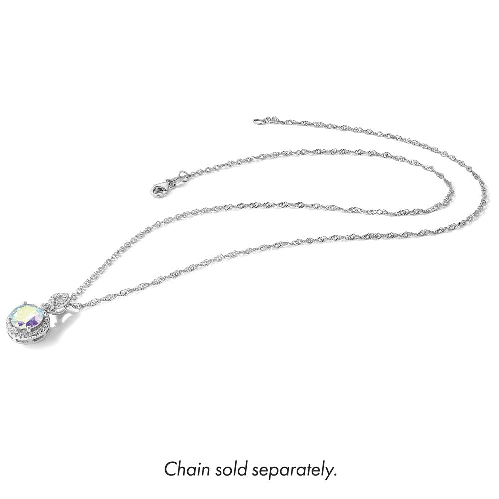 Sterlingsilber Rhodiniert Iridescent Zirkonia Anhänger