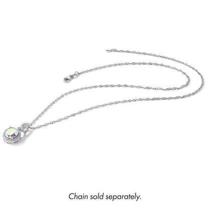 Sterlingsilber Rhodiniert Iridescent Zirkonia Anhänger