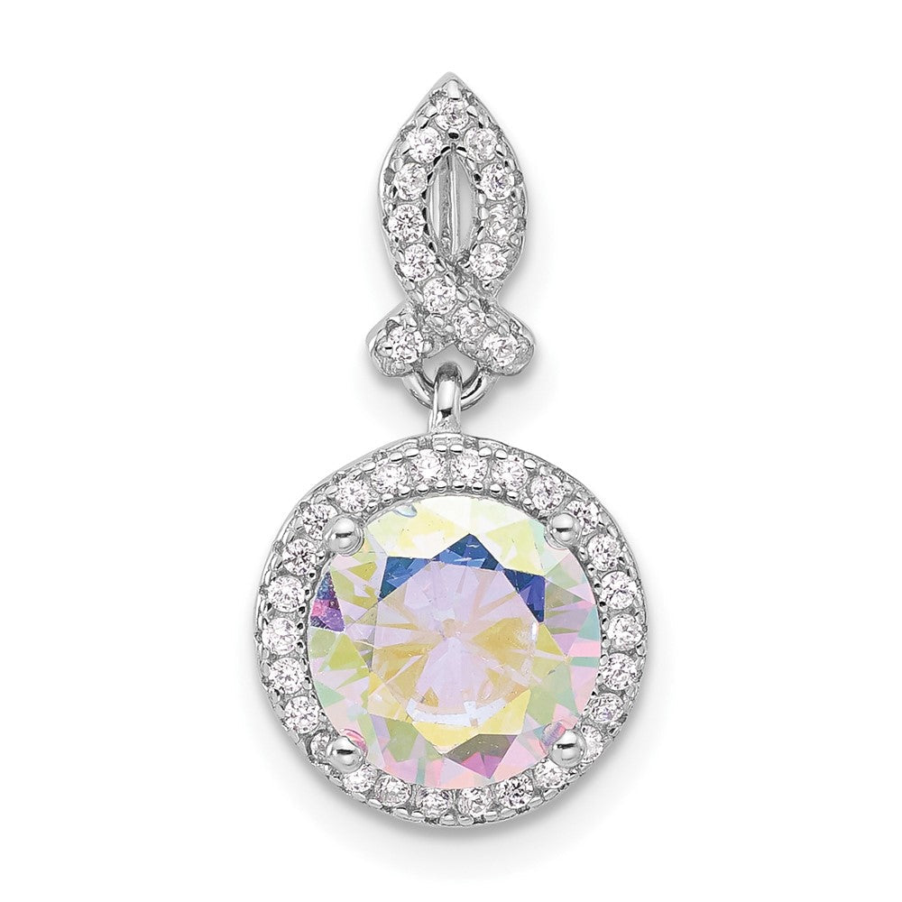Sterlingsilber Rhodiniert Iridescent Zirkonia Anhänger