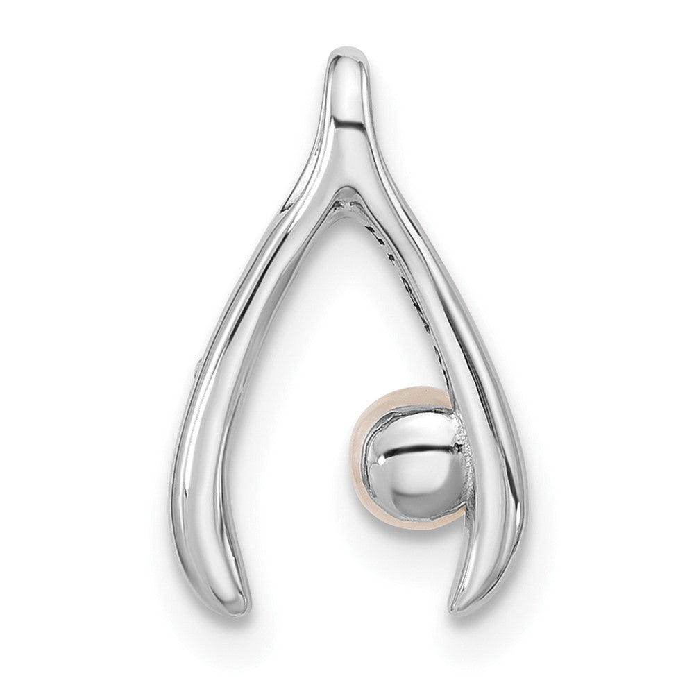Sterlingsilber Rhodiniert Fwc Perle/cz Gabelbein Kette Anhänger