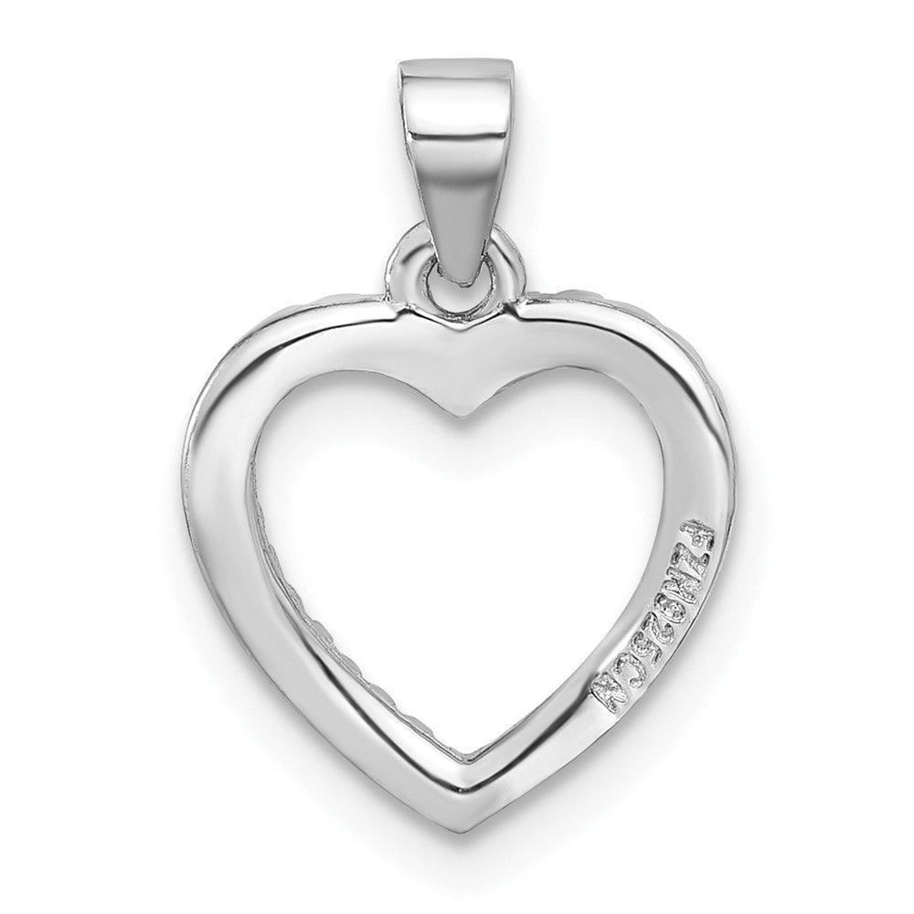Sterlingsilber Rhodiniert Zirkonia Herz Anhänger