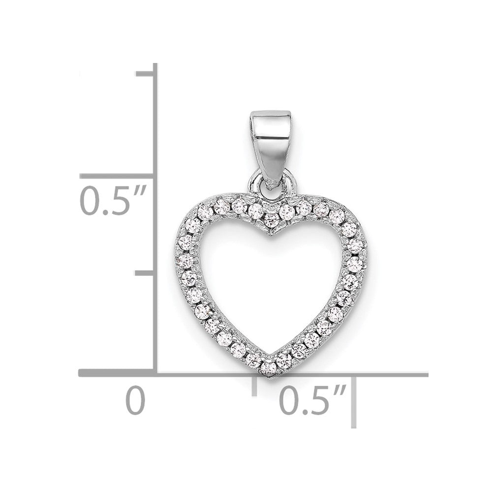 Sterlingsilber Rhodiniert Zirkonia Herz Anhänger