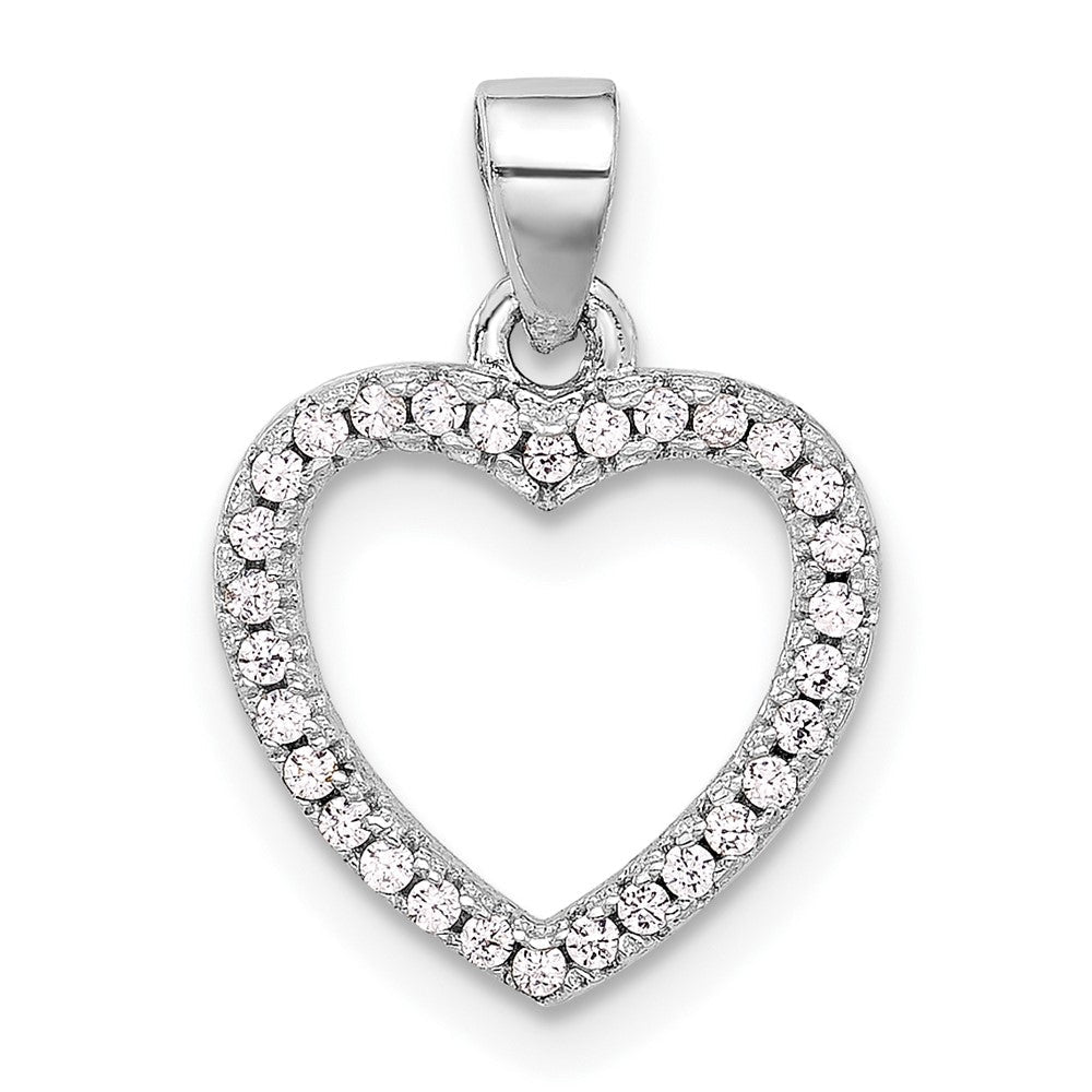 Sterlingsilber Rhodiniert Zirkonia Herz Anhänger