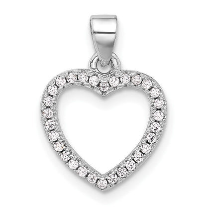 Sterlingsilber Rhodiniert Zirkonia Herz Anhänger