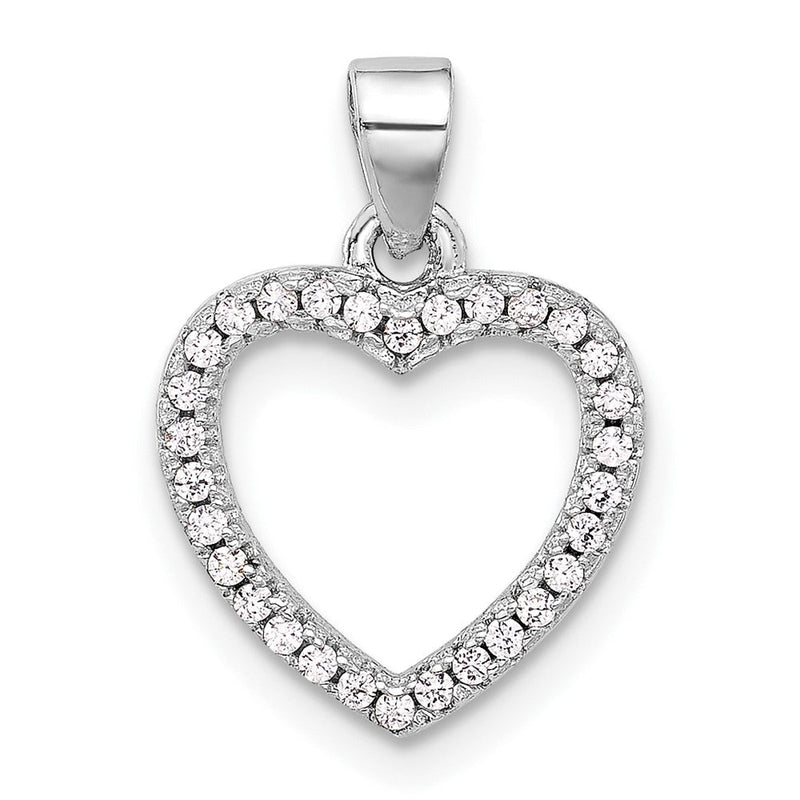 Sterlingsilber Rhodiniert Zirkonia Herz Anhänger