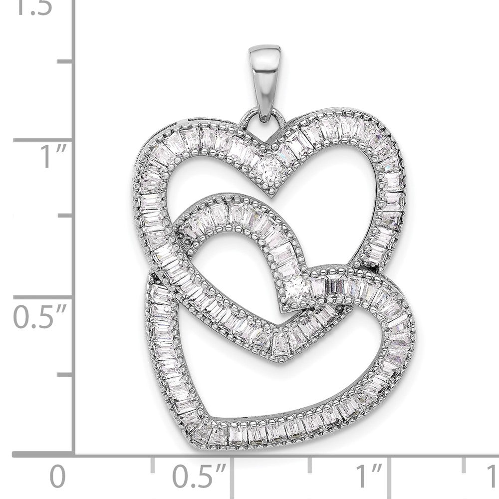 Sterlingsilber Rhodiniert Intertwined Zirkonia Herzen Anhänger