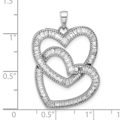 Sterlingsilber Rhodiniert Intertwined Zirkonia Herzen Anhänger
