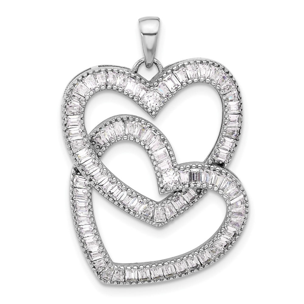 Sterlingsilber Rhodiniert Intertwined Zirkonia Herzen Anhänger