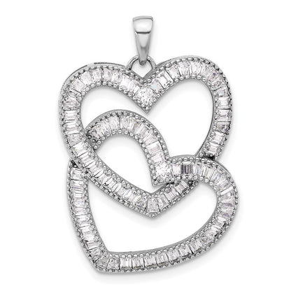 Sterlingsilber Rhodiniert Intertwined Zirkonia Herzen Anhänger